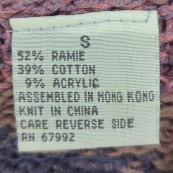 VTG Hand Knit Sweater Womens Small Floral Boho Artsy Coastal Cottagecore 90s - Picture 8 of 9